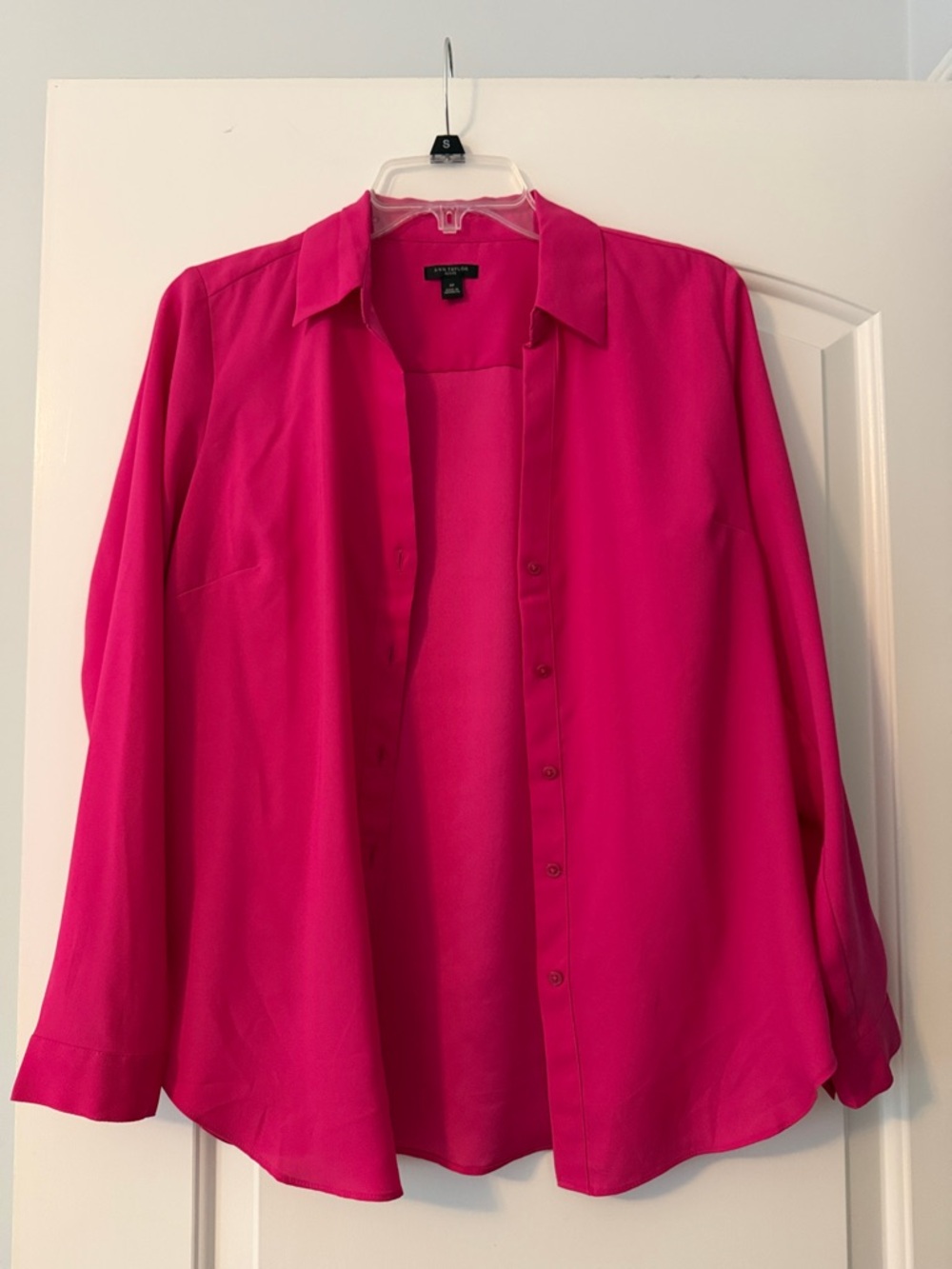 Ann Taylor Hot Pink Button-Front Blouse